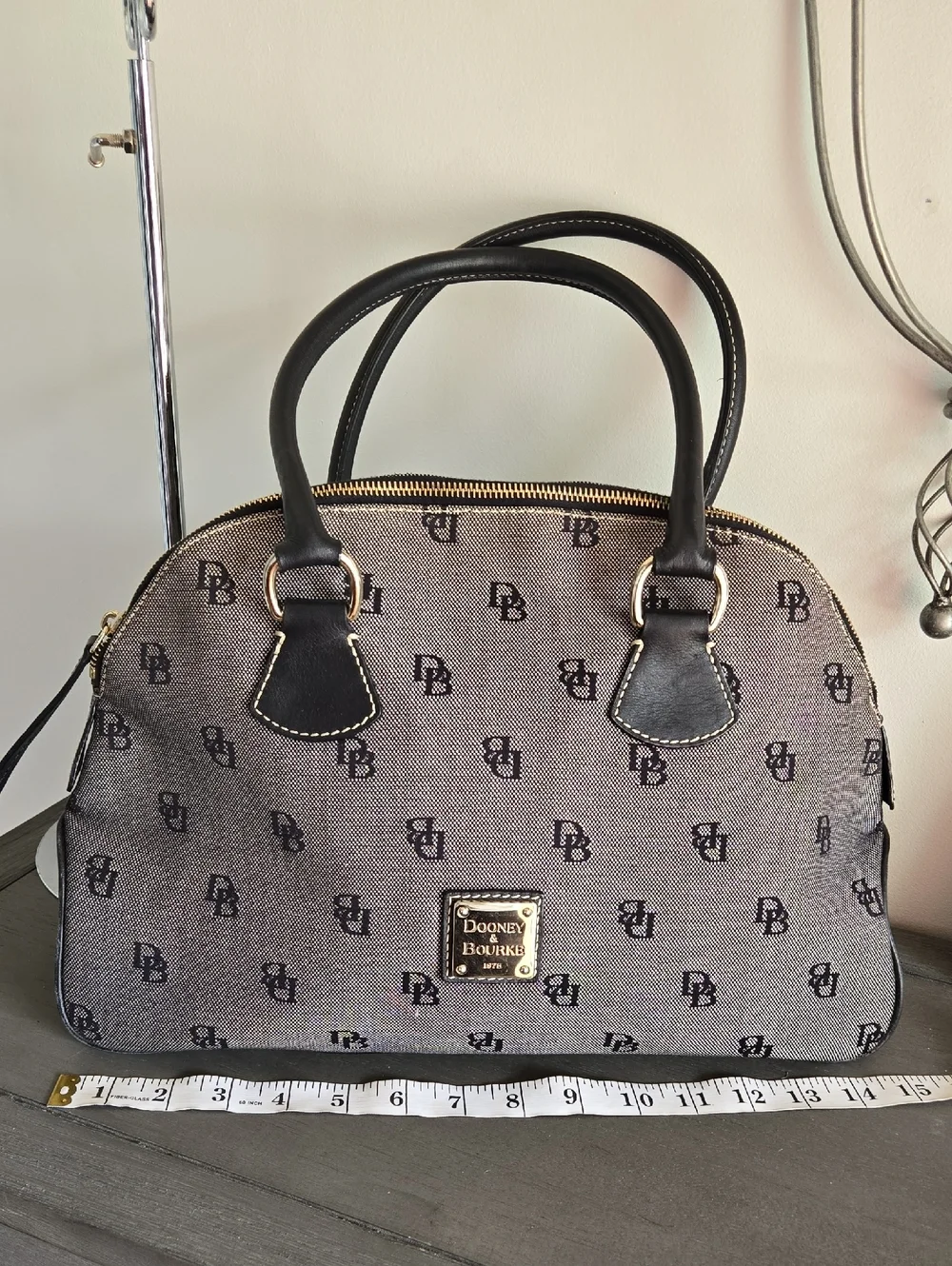 Dooney & Bourke Monogram Dome Satchel Black